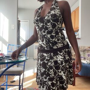 Max Studio Black and White Floral Backless Dress